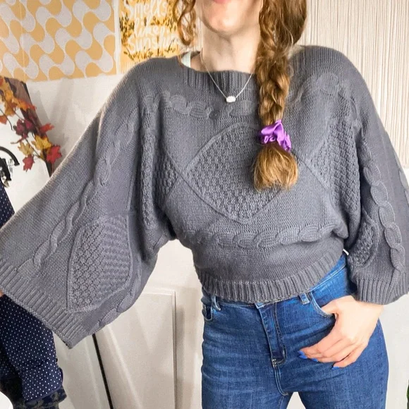 Venus Cable Knit Dolman Sleeve Short Sweater Size XS - Picture 12 of 12